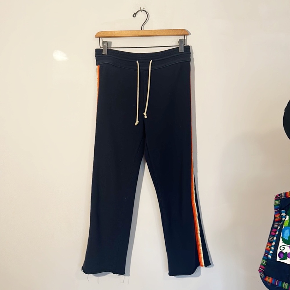 MOTHER Navy Striped Cotton Jogger Sweatpants casual sporty women size XS